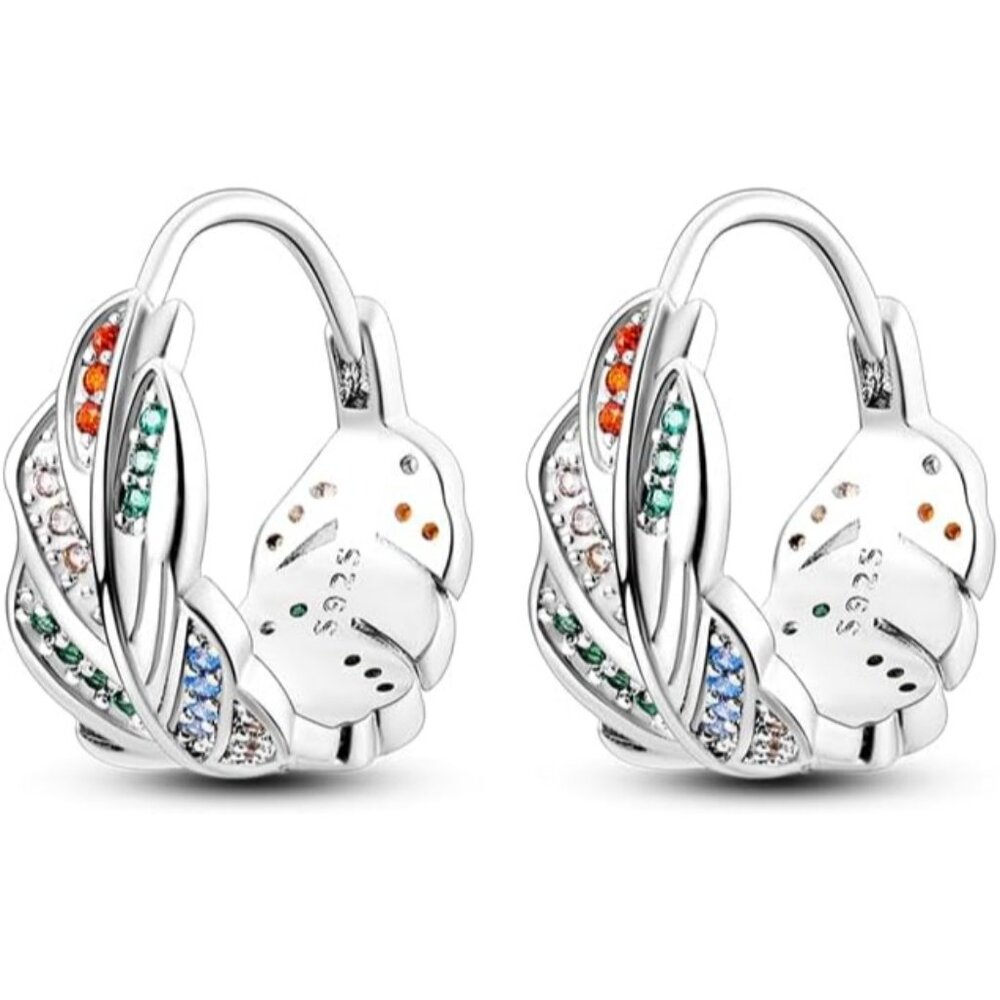 Women Feather Drop Earrings Various Hypoallergenic Star moon Sterling Silver